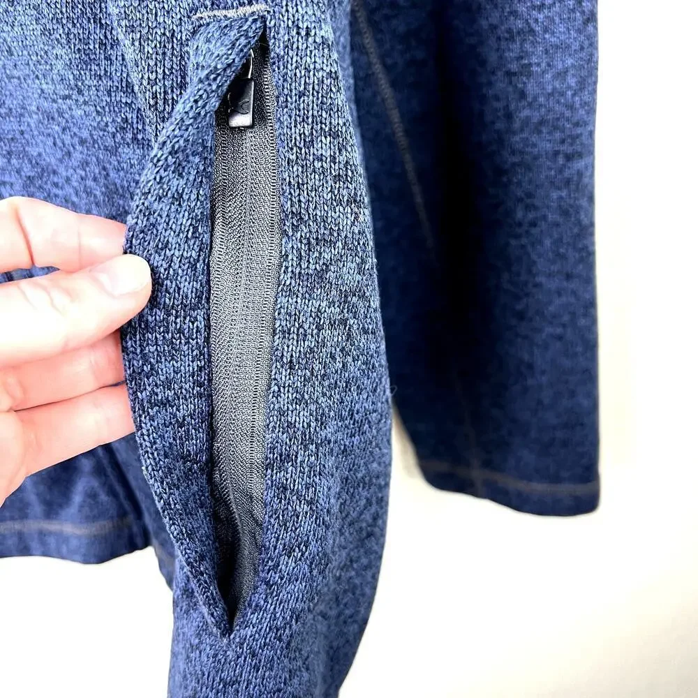 Eddie Bauer Fleece Full Zip Jacket Navy Blue Knit Men's 2XL Collar Pockets - Picture 2 of 6